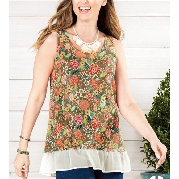 Matilda Jane Open Orchards floral tank with sheer back Size Small - Picture 2 of 11
